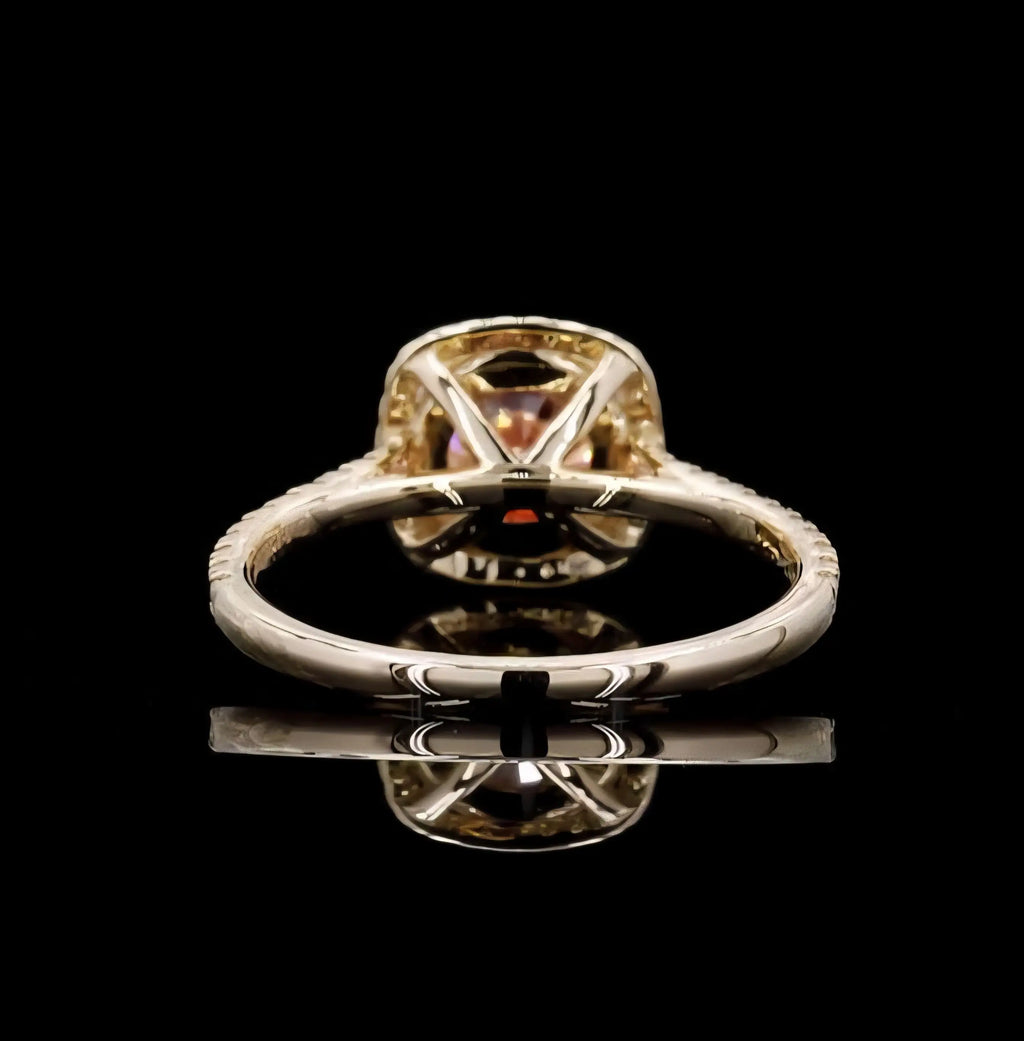 Luxury 8CT Pink Lab Grown Cut Diamond Engagement Ring IGI Certified VS1 Clarity 14K Yellow Gold Rhodium Plated Vintage Fine