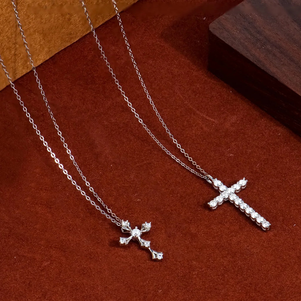 Xingyue Wholesale Jewelry Rhodium Plated 925 Sterling Silver Moissanite Diamond Cross Charms GRA Certified Link Chain Necklace
