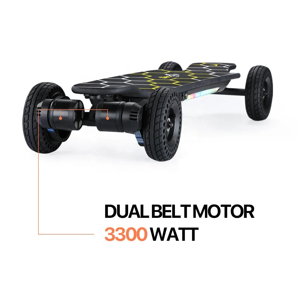 H2X Cheapest Electric Skateboard Dual Belt Motor 3300w Max Speed 35km/h E Skateboard off Road Drop Shipping