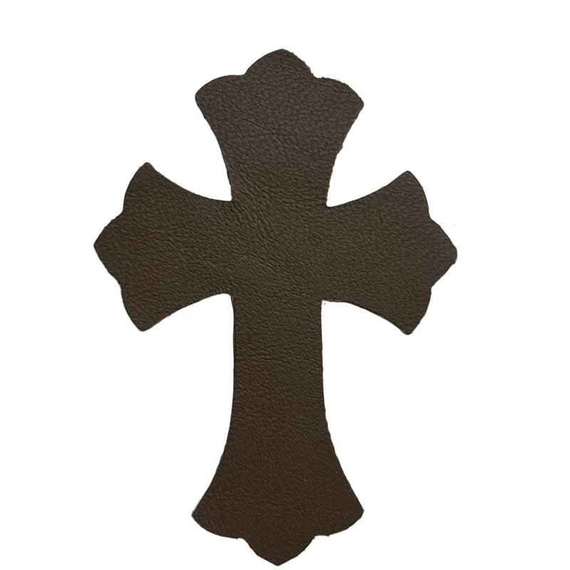 4.5*6.5cm Sheepskin Leather Patch With Cross Shaped Leather Label Genuine Leather DIY With Multiple Colors-106-182