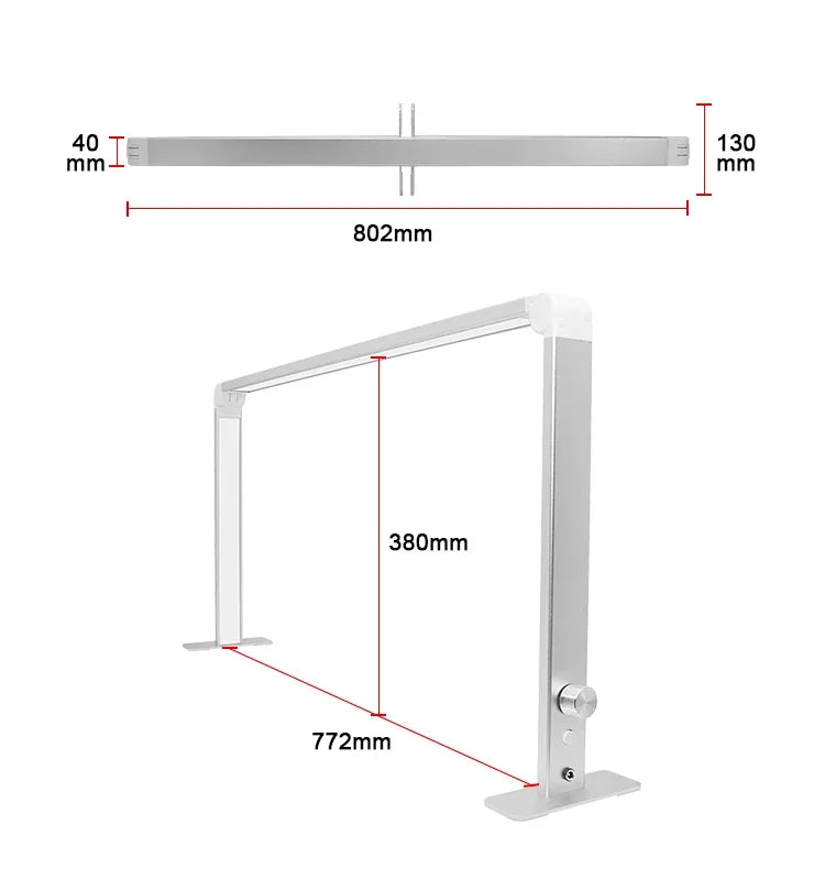 HOT SALE Folding Led Table Lamp Square Silver Nail Salon Led UV Desk Lamp 30" Nail Lash Extensions Table Lamp Warm White Light