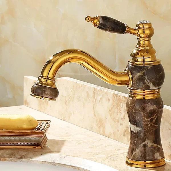 Bathroom Faucet Brass and Jade faucet Bathroom Basin faucet Sink Mixer Tap Gold Sink Faucet Bath Basin Sink Faucet