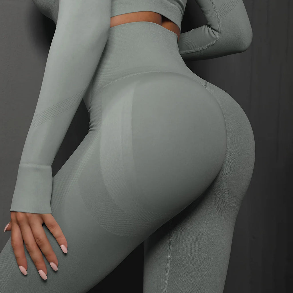 TikTok Women Buttery Soft High Waist Tummy Control Sports Yoga Pants Knitted Seamless Running Gym Tights Workout Athletic Leggin