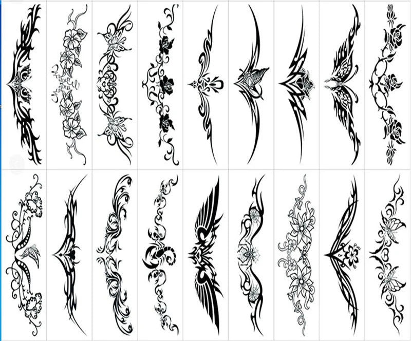 18pc/Lot Temporary Tattoo for Women Sexy Waist and Abdomen Concealer Body Art Temptation Long Totem Waterproof Tattoo Stickers