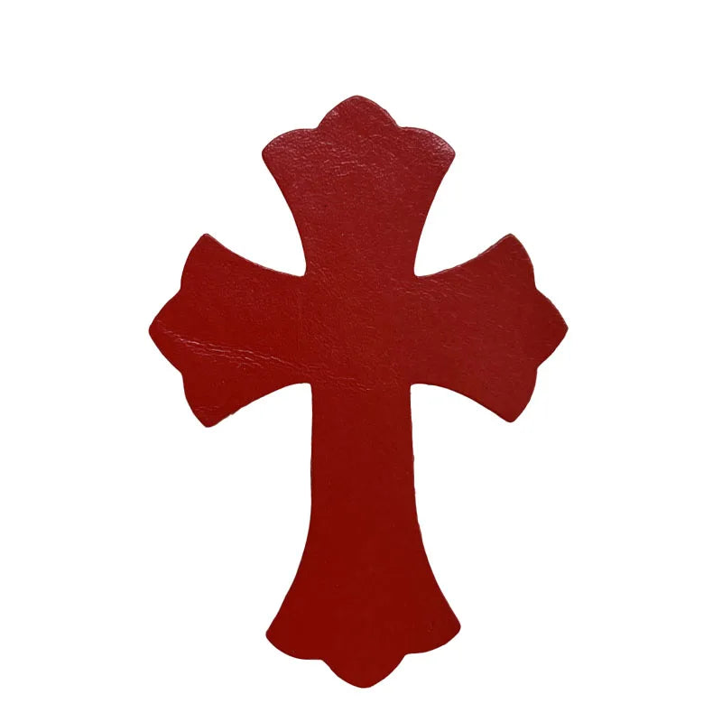 4.5*6.5cm Sheepskin Leather Patch With Cross Shaped Leather Label Genuine Leather DIY With Multiple Colors-106-182