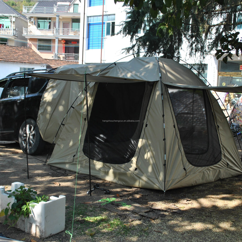 6-Person Size Car Rear Tent with Four Large Window Car Tailgate Tent Back SUV Tent with Large Awning, 6 Person Trunk Tent