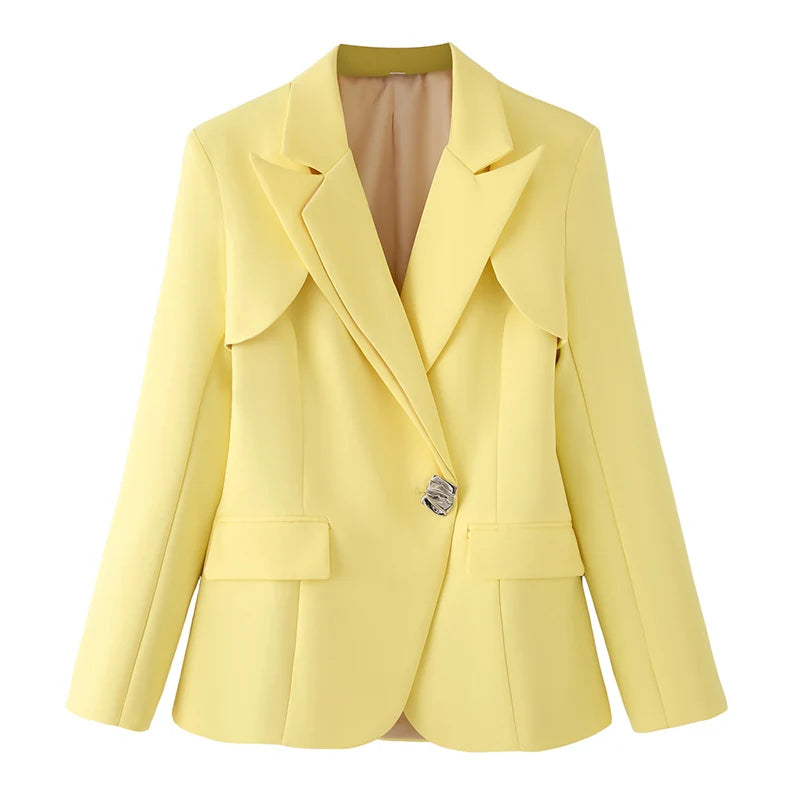 ZATRHMBM Autumn Women's Wear 2025 New Fashion Irregular Solid Color Coat Retro Casual Lapel Slim Fit Ladies Top