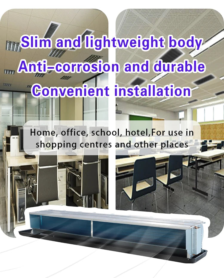 CE Certified Low Noise Fan Coil Unit Water Cooling Ceiling Mount Air Conditioner with DC Motor Core Components