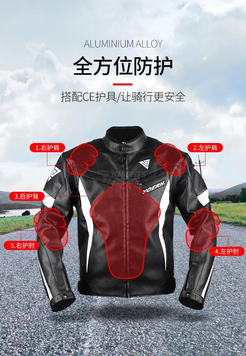GHOST RACING Winter Motorcycle Jacket Leather Chaqueta Moto Men Waterproof Moto Suit Motorbike Riding Jacket Motocross Jacket