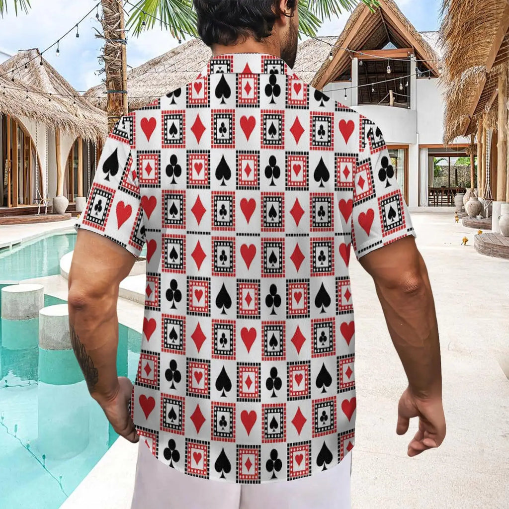 Hawaii Aloha Shirts with Inkjet Printed Poker Card Patterns Men's Shirts Vintage Custom-made Shirts