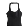 PB&ZA Women 2024 Spring New Fashion Hang the Neck and Slim the Body Tank Tops Vintage Backless Female Camis Chic Tops