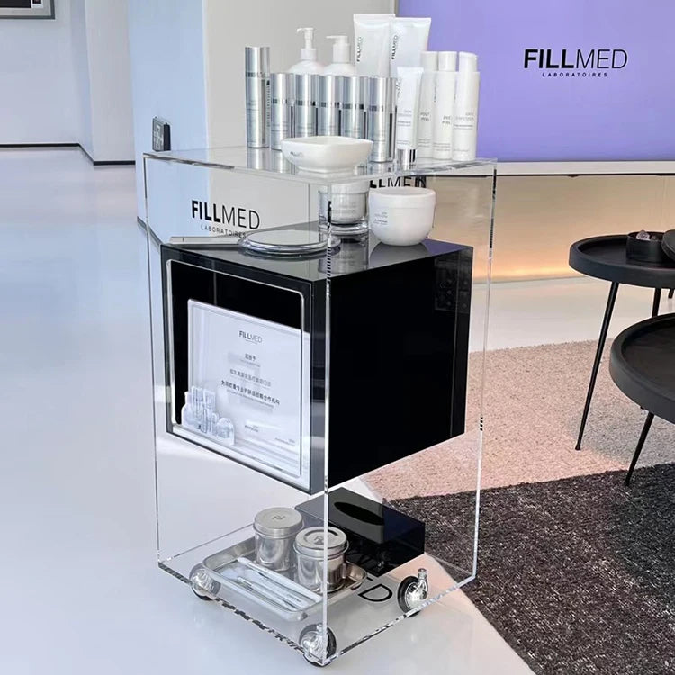 Customization Modern Plastic+Metal 4 Castor Trolley Rack for Living & Dining Room Hospital Hotel Use