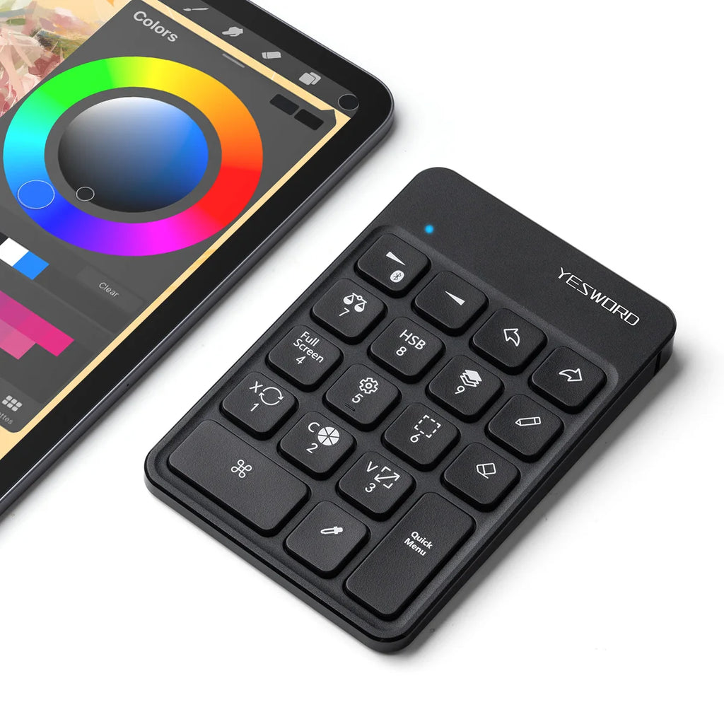 YESWORD Wireless Keyboard for Procreate Bluetooth Drawing for iPad Graphics Tablets Painting 6.5*5.5" Rechargeable PK Aoiktye 2
