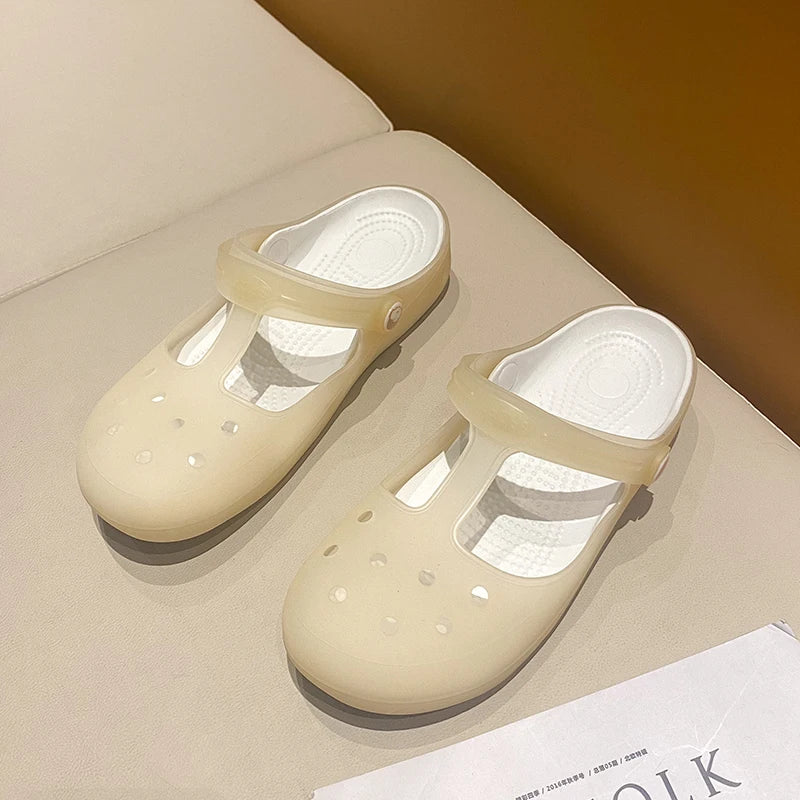 New Summer Jelly Sandals Women Outdoor Casual Slip On Garden Beach Shoes Female Rubber Clogs Non-slip Slides Breathable Slippers
