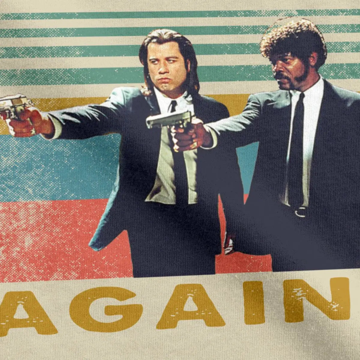 Beautiful Pulp Fiction T Shirt Men's 100% Cotton T-Shirts Round Collar Say What One More Time Tee Shirt Short Sleeve Clothing