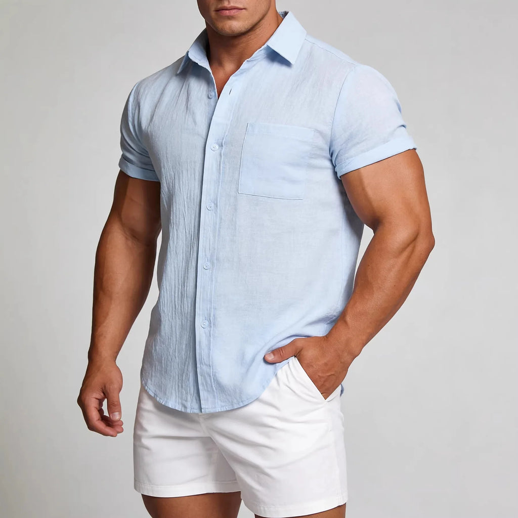 2026 New Men Summer Lightweight Short Sleeve Button Down Shirts Breathable Outdoor Travel Casual Beach Daily Male Tops Hot Sale