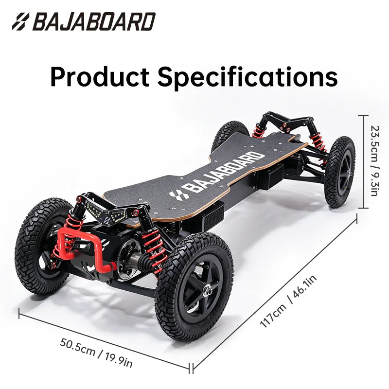 Factory Direct BAJABOARD GX4 Classic Aluminum Alloy 4WD Adult Waterproof Electric Off-Road Scooter 9324W Motor 150kg Load