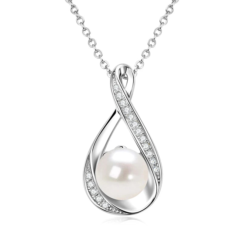 Fashion Jewelry 14K Gold Filled Moissanite 1.2mm&8-9mm Bread-shaped Natural Freshwater Cultured Teardrop Pearl Pendant Necklace