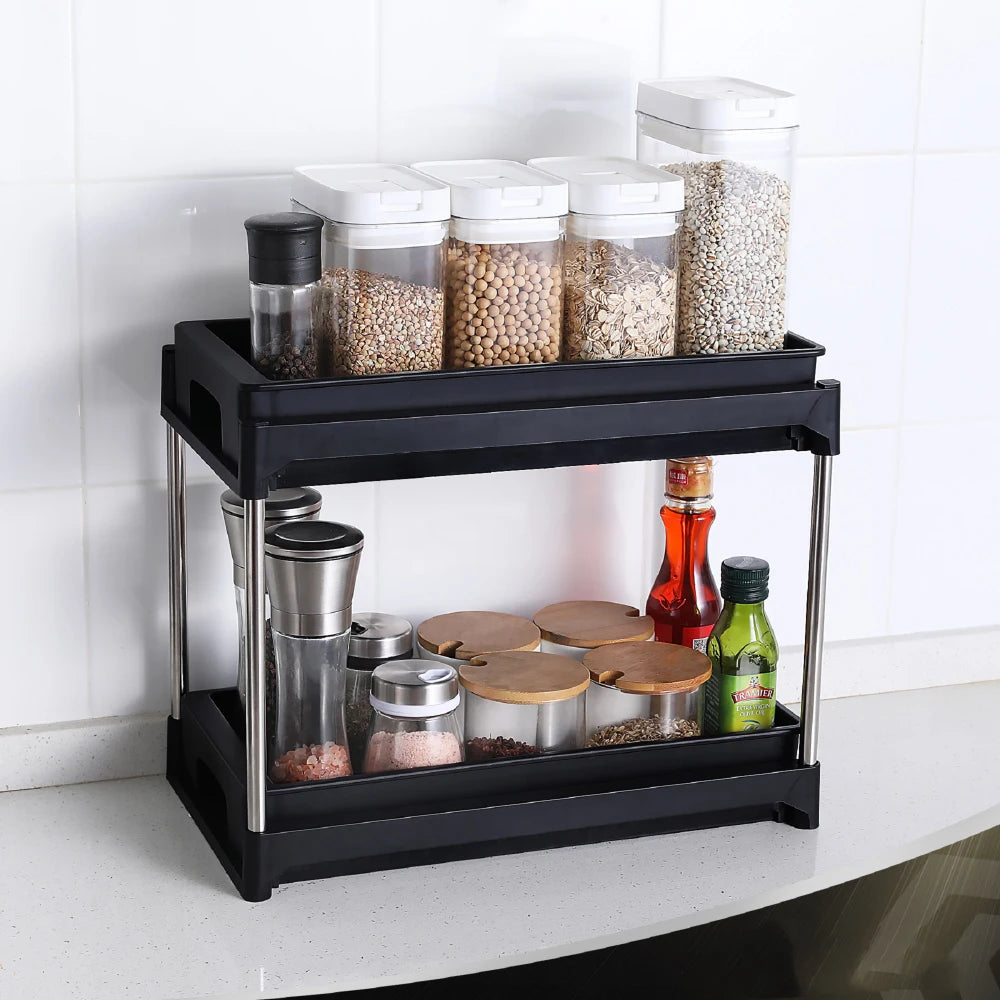 Organizers and Storage Cabinet Organizers and Storage Pull Out Drawers 2 Hooks Black