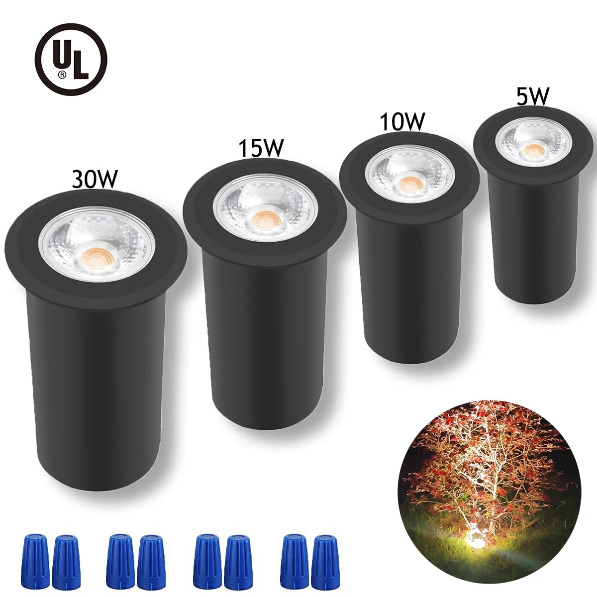 QACA LED Inground Lamps,5/10/15/30W Outdoor Landscape Lighting,Waterproof Aluminum Garden Yard Spotlight  AC/DC12V RGB/WW/CW