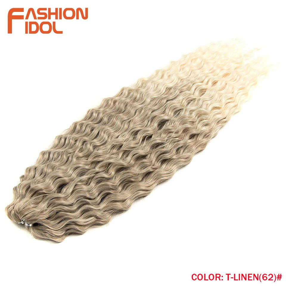 FASHION IDOL 24 Inch 300g Ariel Hair Synthetic Crochet Curly Hair Water Wave Braid Hair Ombre Blonde Braiding Hair Extensions