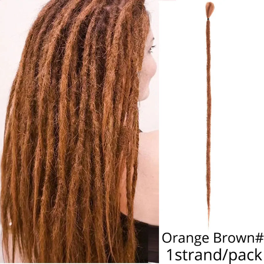 Leeons Synthetic Hair Handmade Dreadlocks Hair Extensions Crochet Hair Black Brown 1 Strands Dreadlock For Women And Men 20 Inch