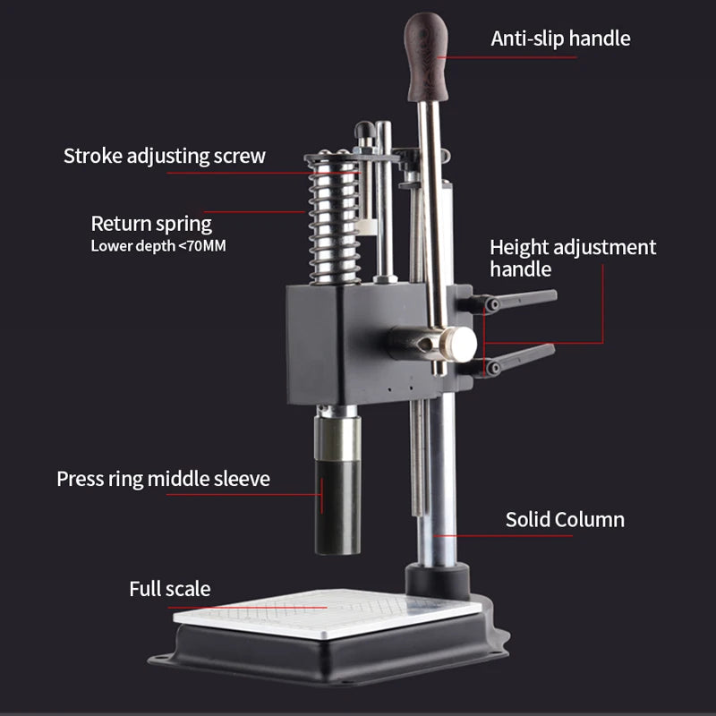Perfume Bottle Capping Machine Tabletop Manual Pneumatic for Collar Ring Crimping Vial Top Pressing Pneumatic Glass Bottle