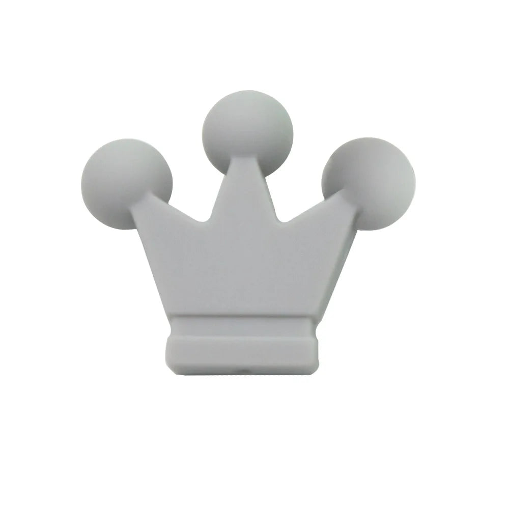 Cute-idea 10pc mini Crown BPA Free Silicone Beads Baby Teether Chew sensory Craft Chain For Pendant Food Grade Baby Teething Toy