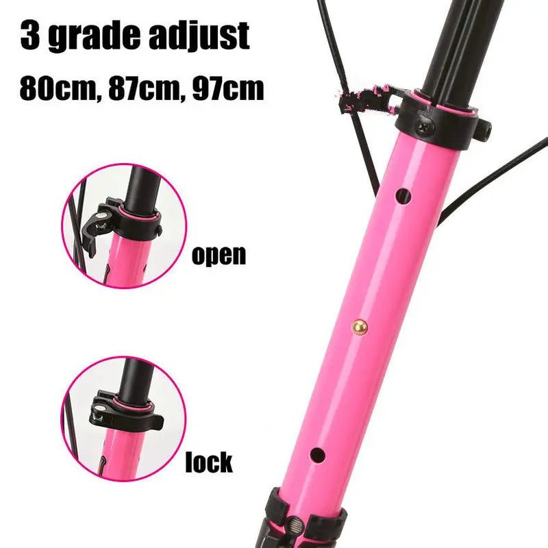 Folding Kids Scooter with 3 Wheels, Portable 2 Pedal Scooter Tricycle, Scissors Scooter with Adjust Height, PU Wheel Kid Scooter