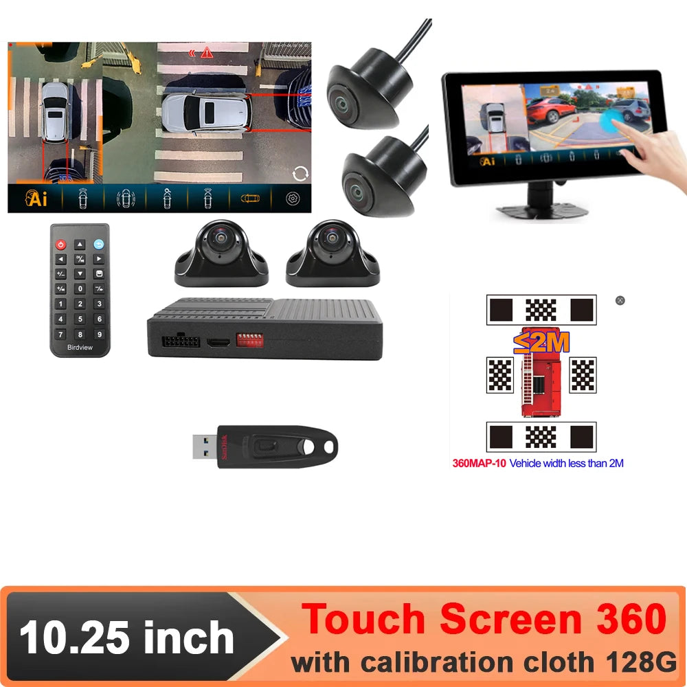 Super Night Vision 1080p 3D Car 360 Around View Camera System With Ai Function