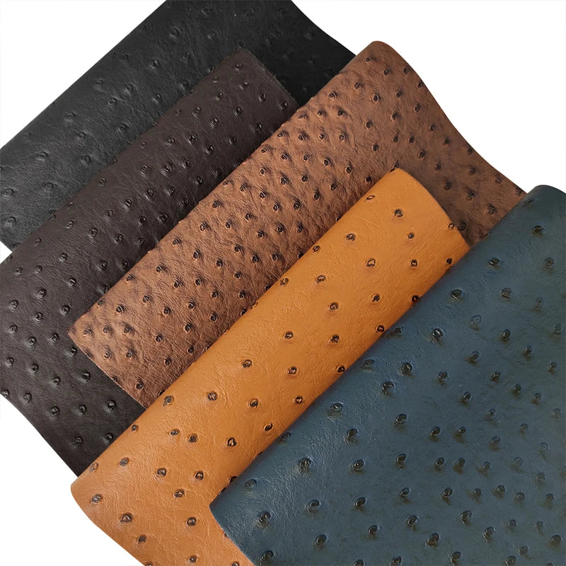 Super High Quality Ostrich Embossed Pvc Synthetic Vinyl  Leather Cotton Backing for Making Bag Decoration Craft Textile