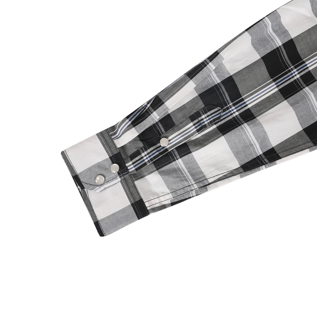 Men's Western Pearl Snap Button up Casual Cowboy Long Sleeve Two Pockets Work Plaid Shirts