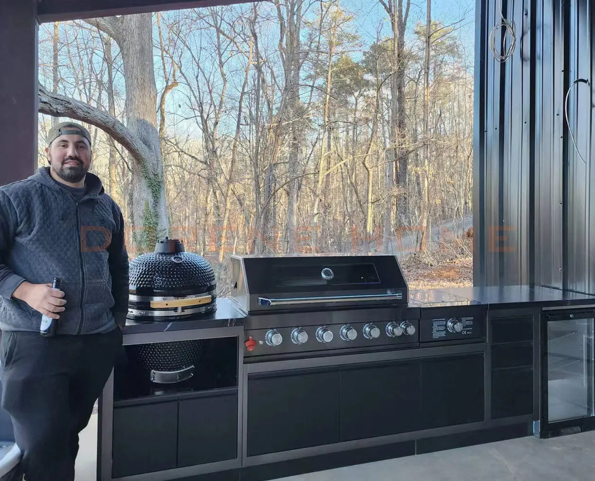 Modular Outdoor Kitchen Pod with Stainless Steel Cabinets, BBQ Grill Station and Custom Outdoor Design for Patios Customized