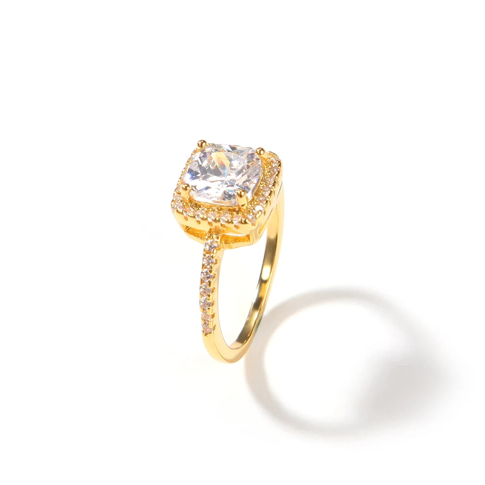 Pink Baguette CZ Rings Iced Out Finger Ring Women Man Fashion Jewelry