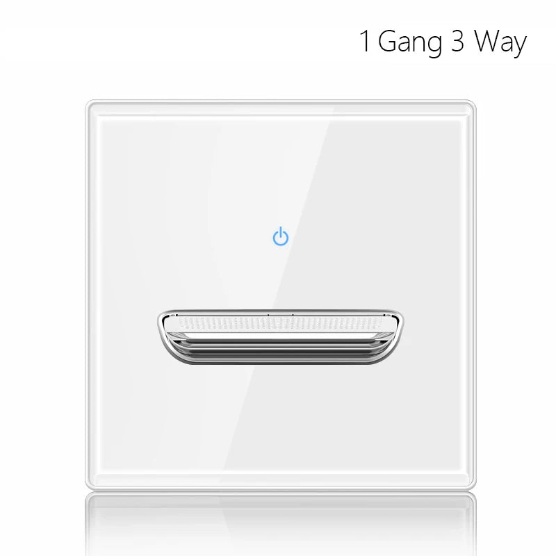 Light Switch With LED Indicator Wall Reset Switch Intermediate Switch Return Switch White Glass Frame 16A Switch