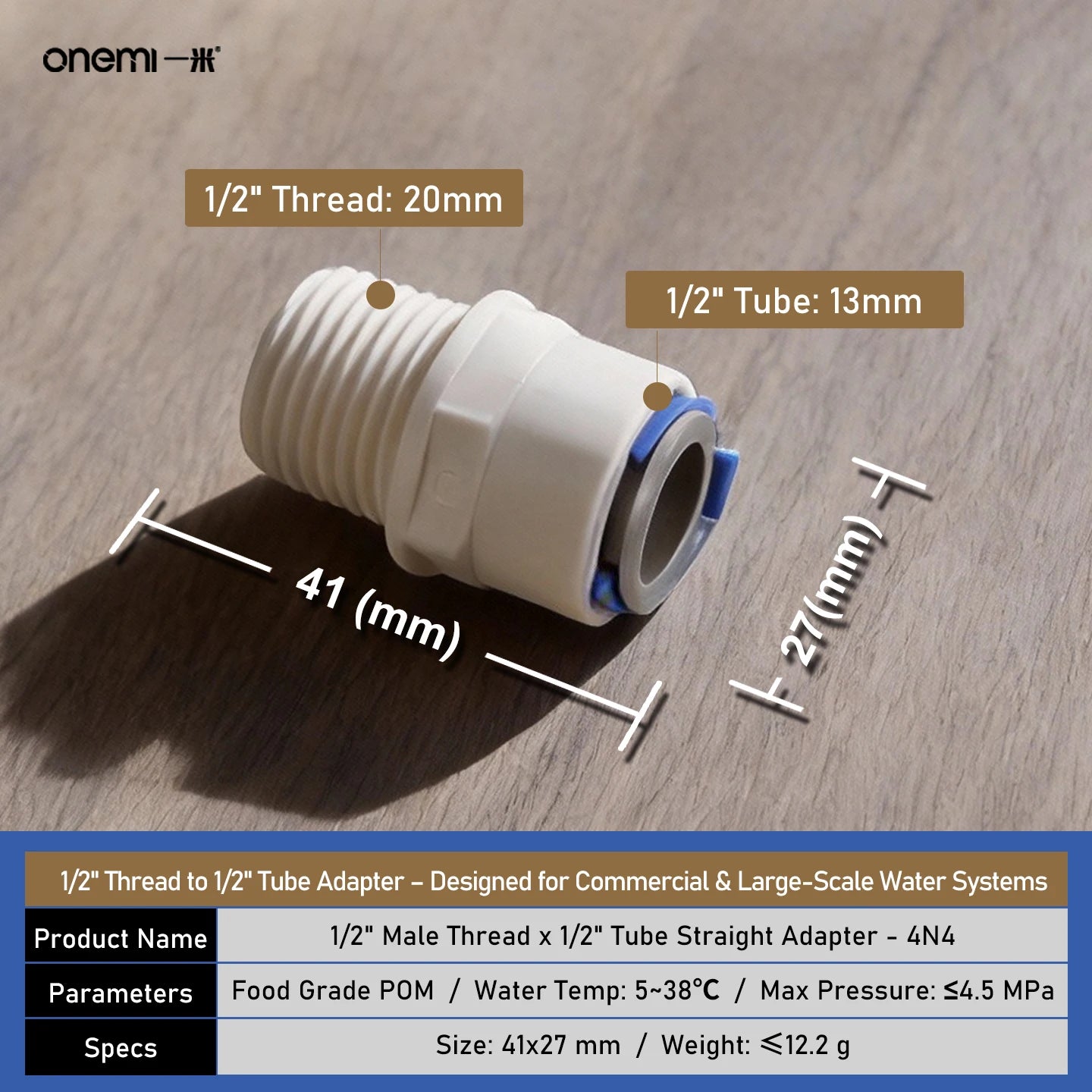 OEM Manual Ball Valve Quick Connect Reducing Union Fitting 1/4 Inch to 3/8 Inch POM Step Down Adapter for Car RO Water Filter