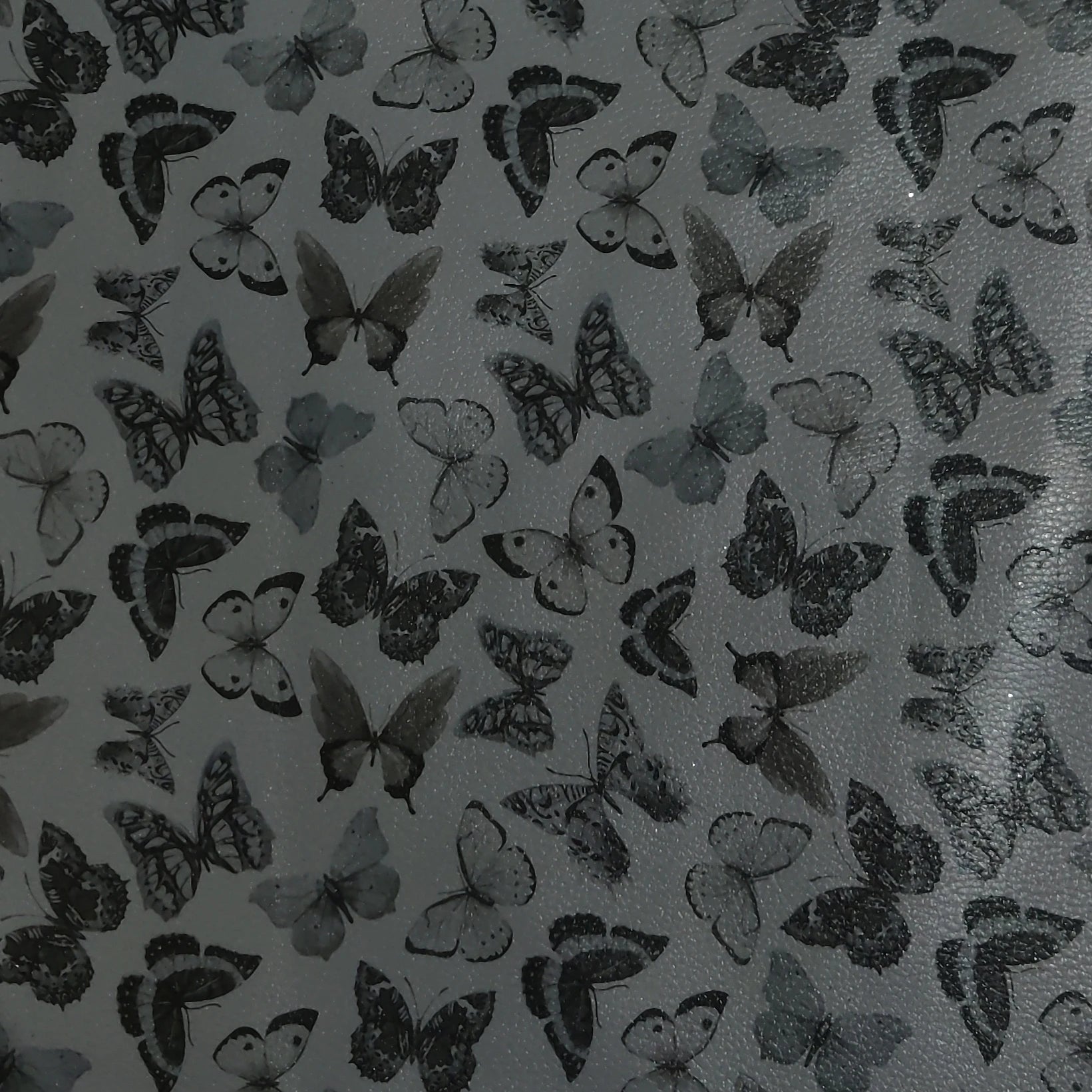 A-1127 PU Synthetic Leather Glitter Effect Butterflies Design Durable Fabric for Fashion Bags Shoes Sofas Outdoor Garment Use