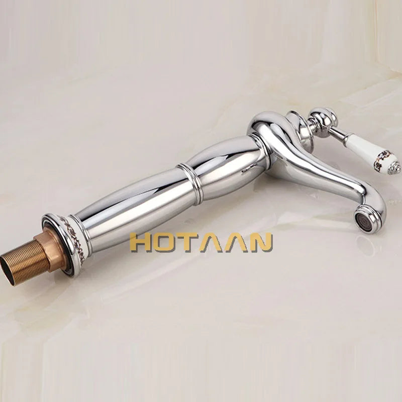 Luxury Basin Faucet Modern Faucet Bathroom Faucet Gold Finish Hot & Cold Brass Basin Sink Faucet Single Handle with Ceramic Taps