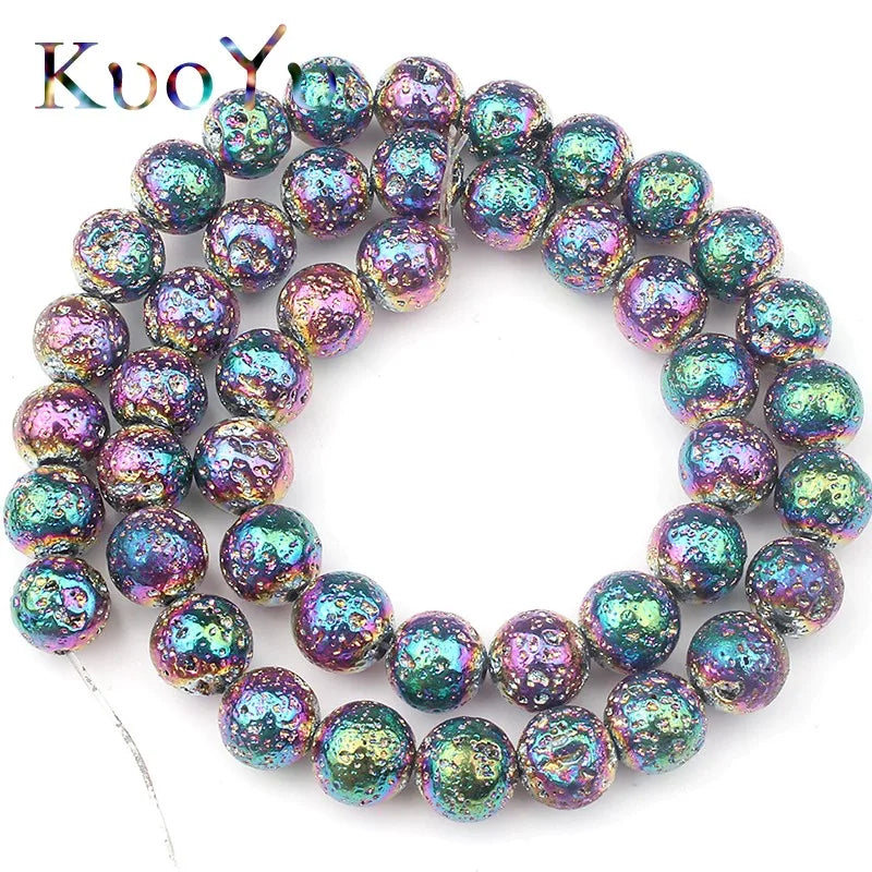 Multicolor Volcanic Rock Lava Stone Round Loose Spacer Bead For Jewelry Making Natural Stone Beads Diy Men Charm Bracelet 4-12mm