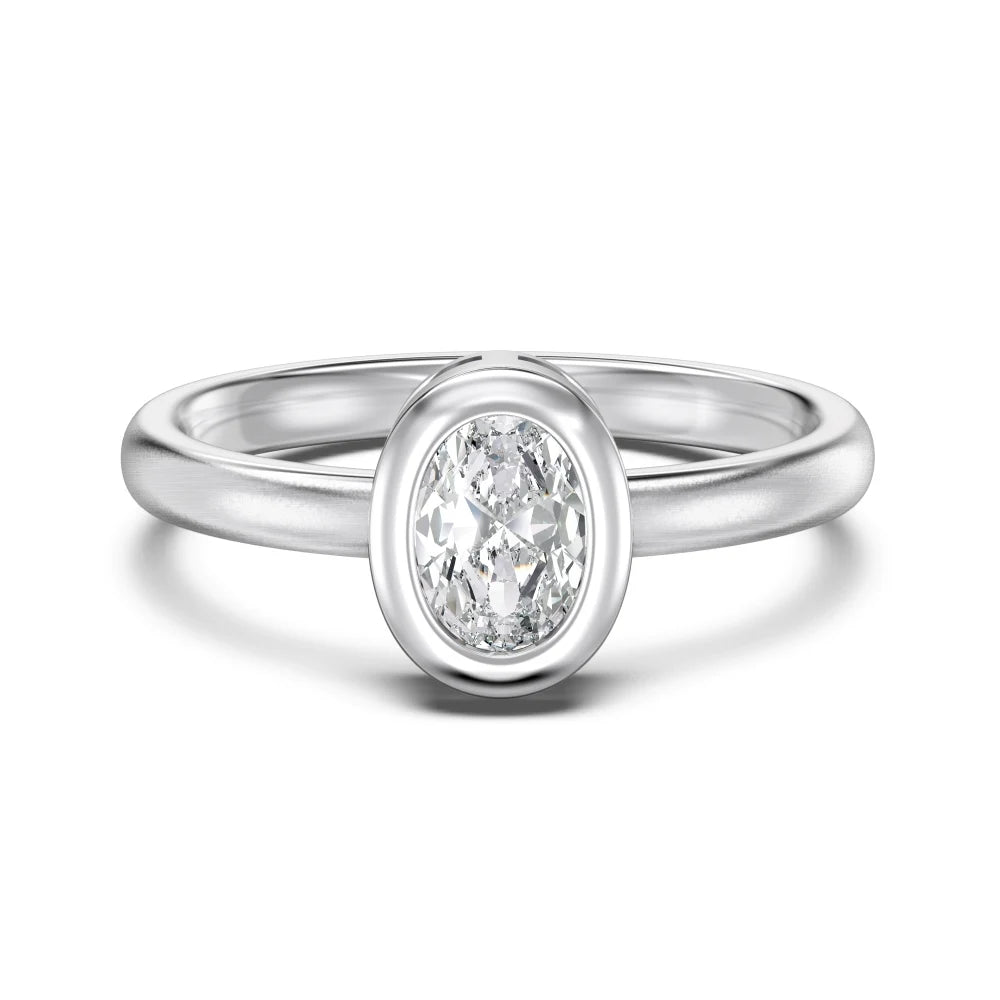 Dylam Exquisite Classic Design Fine Jewelry Brushed Surface Sterling Silver Solitaire Diamond Oval 5A Zirconia Wedding Rings