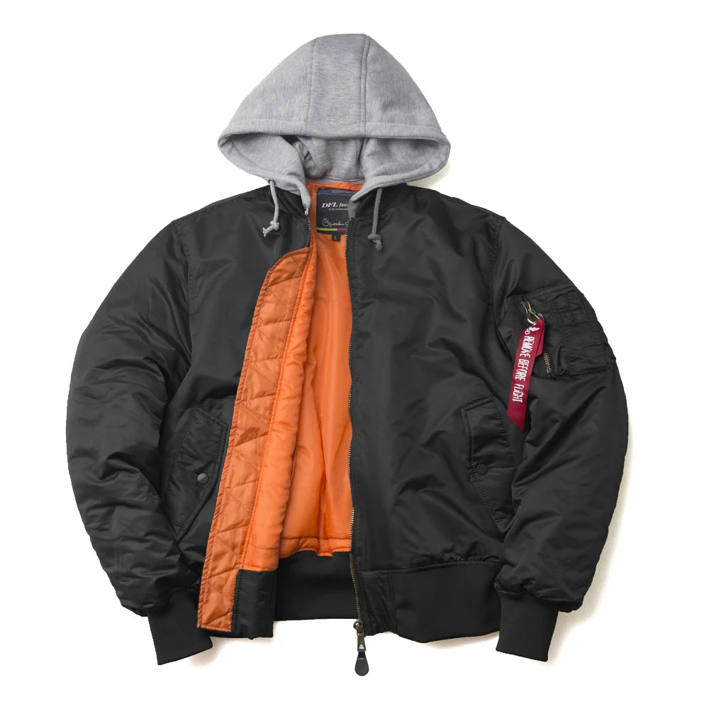 2025 aw winter bomber flight jacket MA-1 with hood streetwear clothes mens clothing hip hop baseball letterman oversized varsity
