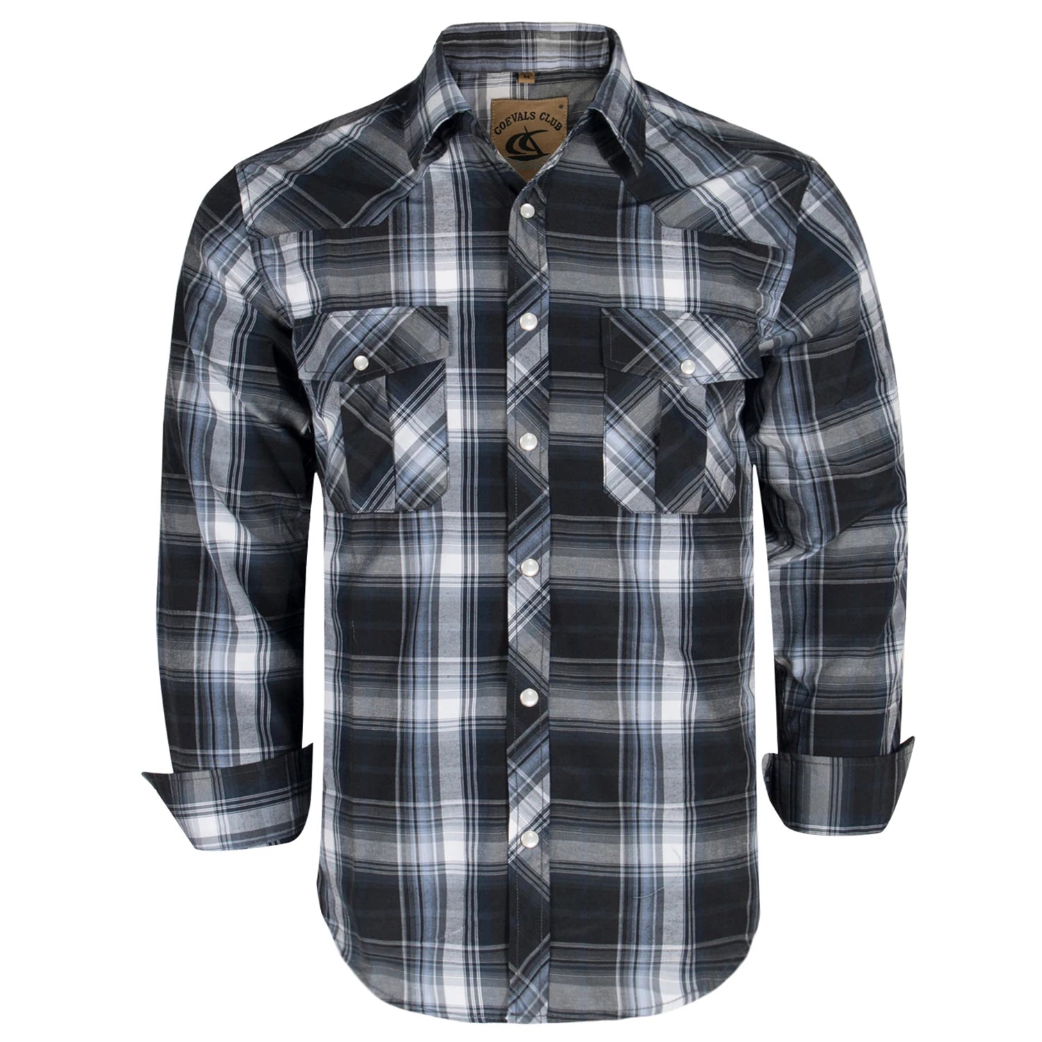 Men's Western Cowboy Long Sleeve Pearl Snap Casual Plaid Work Shirts