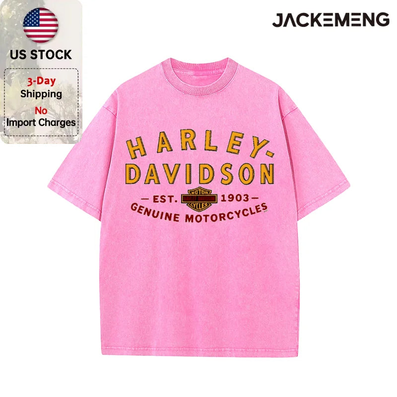 Oversized Vintage Biker Streetwear Print Tshirt USA Stock Wholesale Y2K Casual Tee