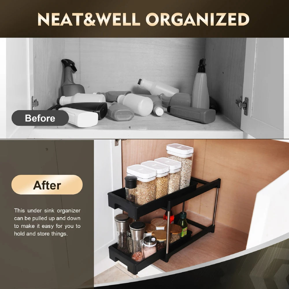 Organizers and Storage Cabinet Organizers and Storage Pull Out Drawers 2 Hooks Black