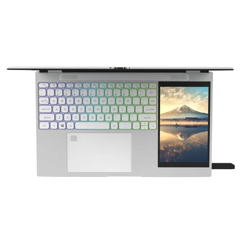 Laptop Dual Screen 15.6+7inch Laptop Intel N95 32GB RAM 2TB SSD DDR4 Win11 Fingerprint Unlock HD Camera Backlit Keypad Notebook