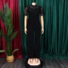D509 Latest Design Sexy Lace Jumpsuit for Women Hollow Out Short Sleeve Tie up High Waist Wide Leg Jumpsuits for Ladies