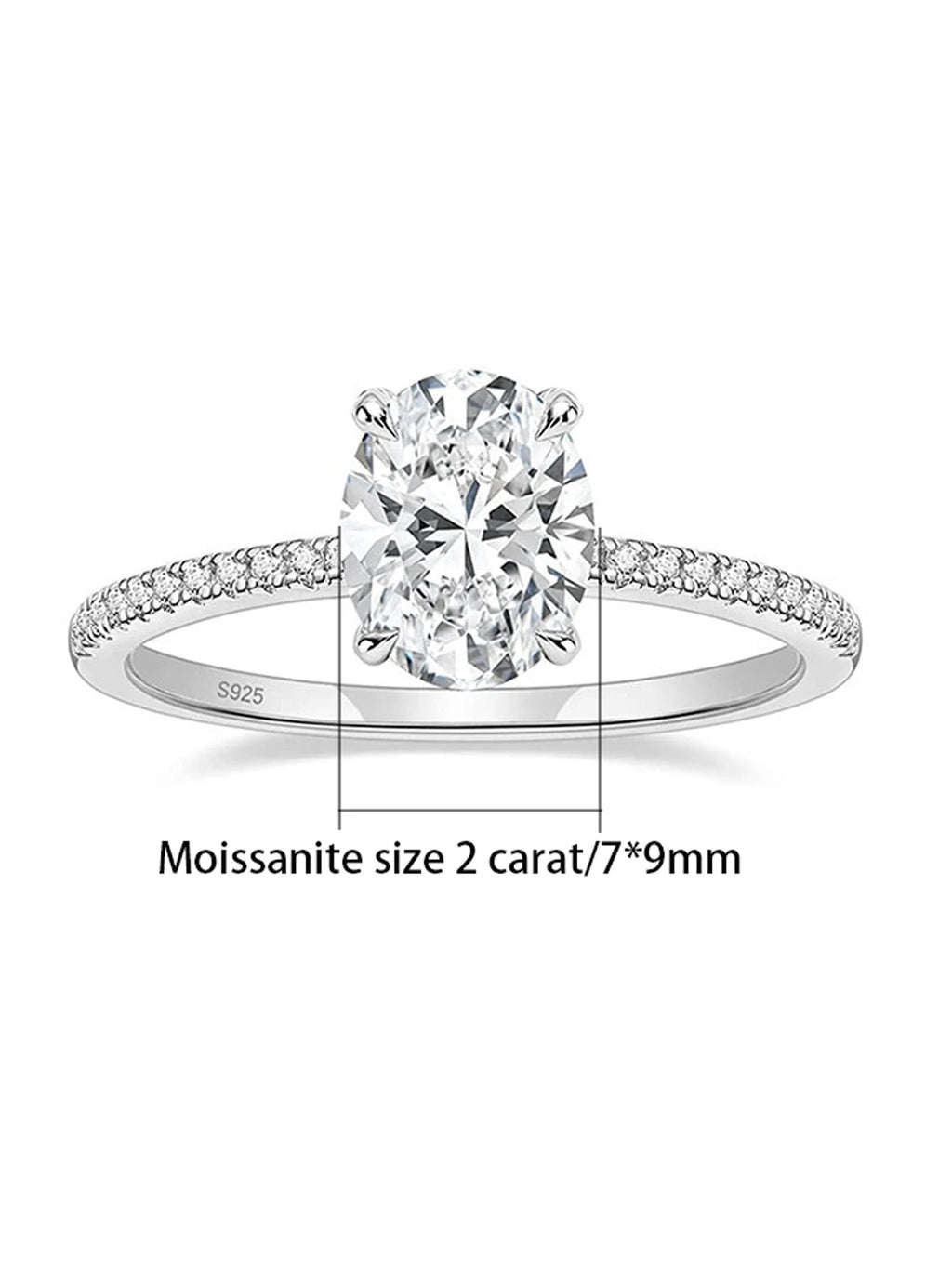 Elegant Luxurious 2-Carat Moissanite Oval Ring in S925 Silver Elegant and Luxurious Product Category Moissanite Rings