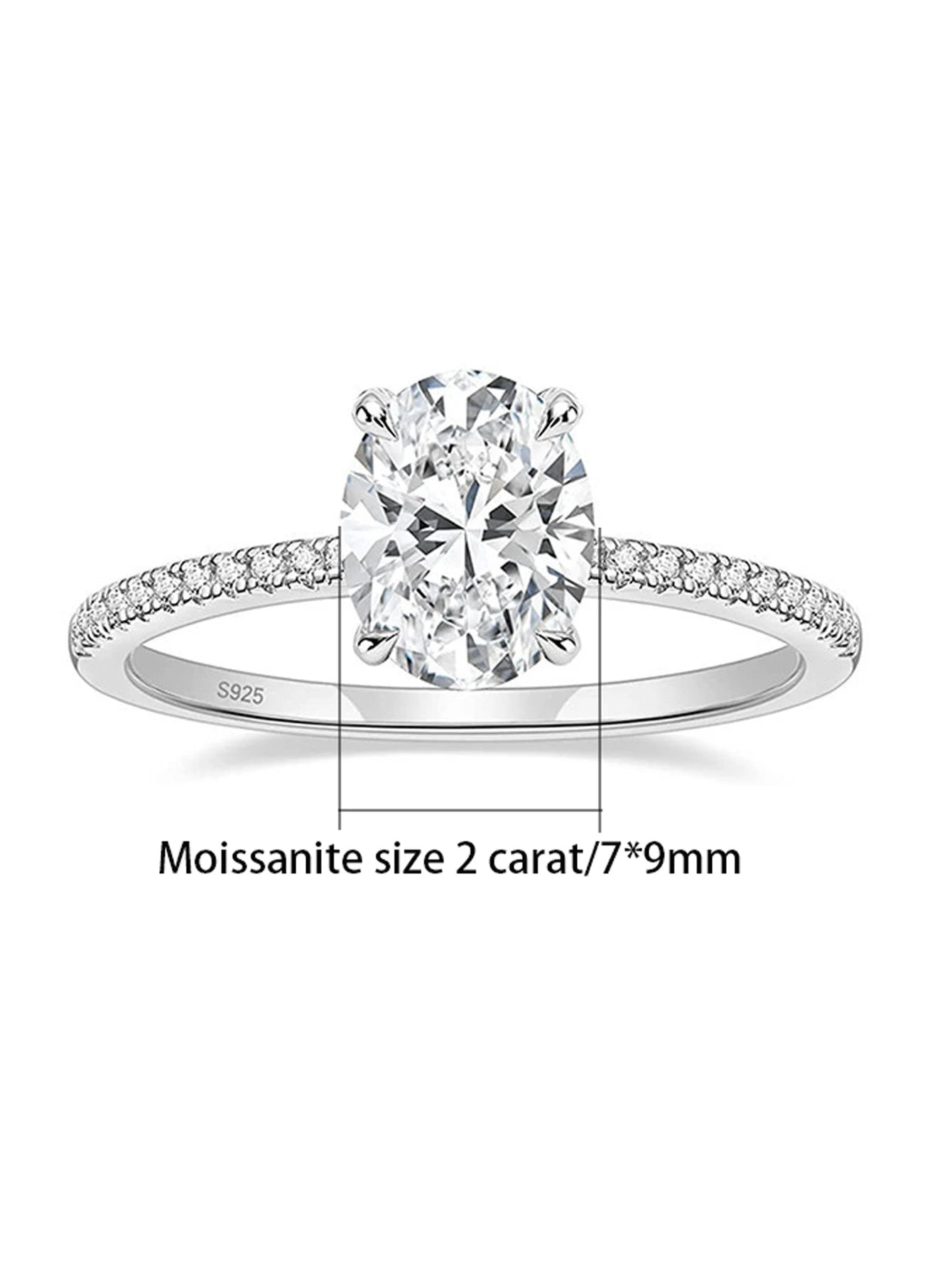 Elegant Luxurious 2-Carat Moissanite Oval Ring in S925 Silver Elegant and Luxurious Product Category Moissanite Rings