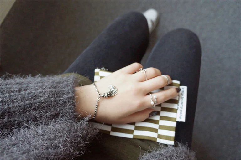 JZ288 Retro Style  Silver Shell Pearl Open Rings for Women Vintage Jewelry Accessories Rings