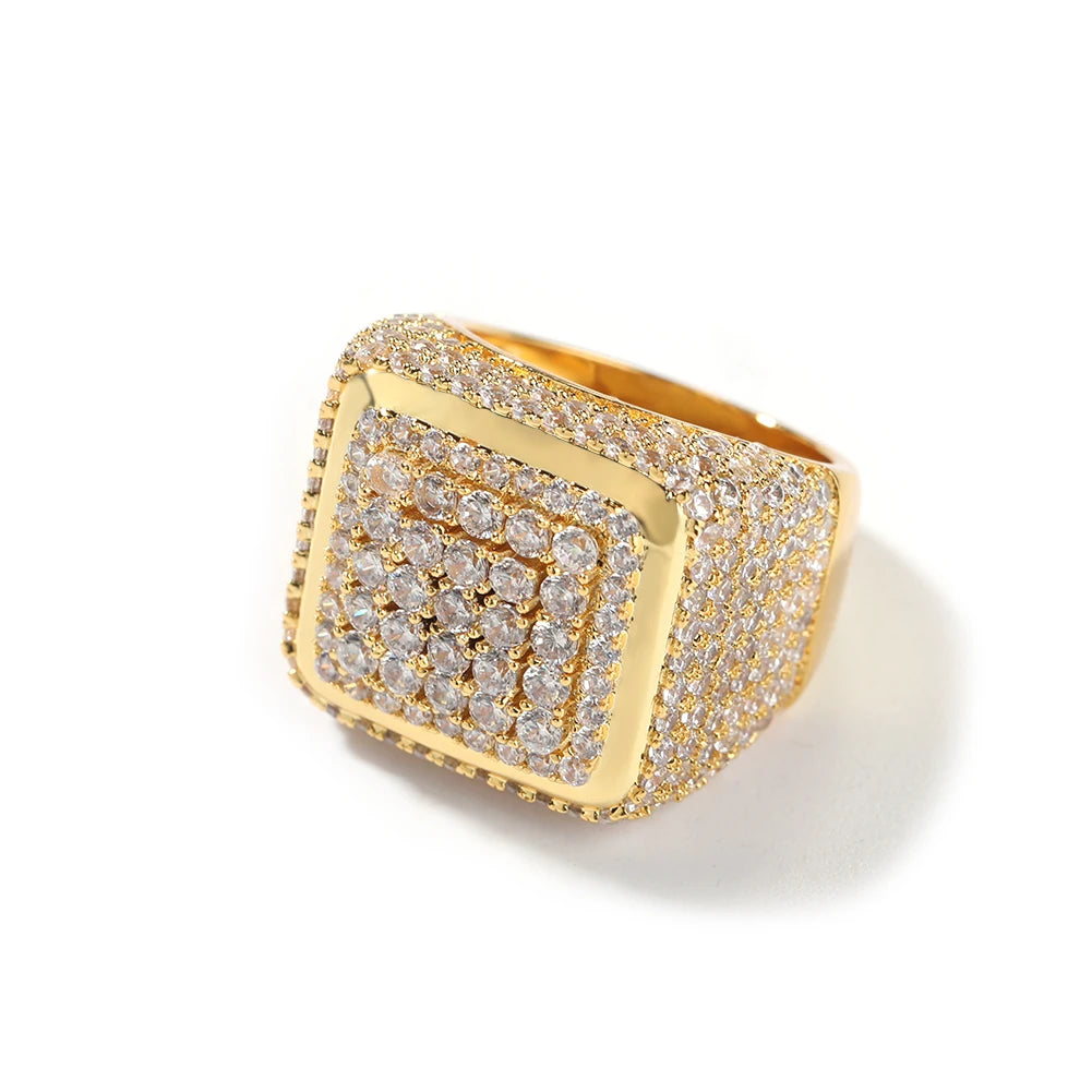 UWIN Square Shape Rings Round Diamond Bling Bling Women Men Rings Fashion Jewelry